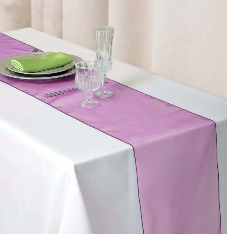10 Pack Sheer Organza Table Runners 14"x108" Fuchsia - Lightweight Table Decor