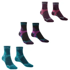 Bridgedale Womens Trail Run Lightweight T2 Merino Sport 3/4 Crew Socks - Damson - S