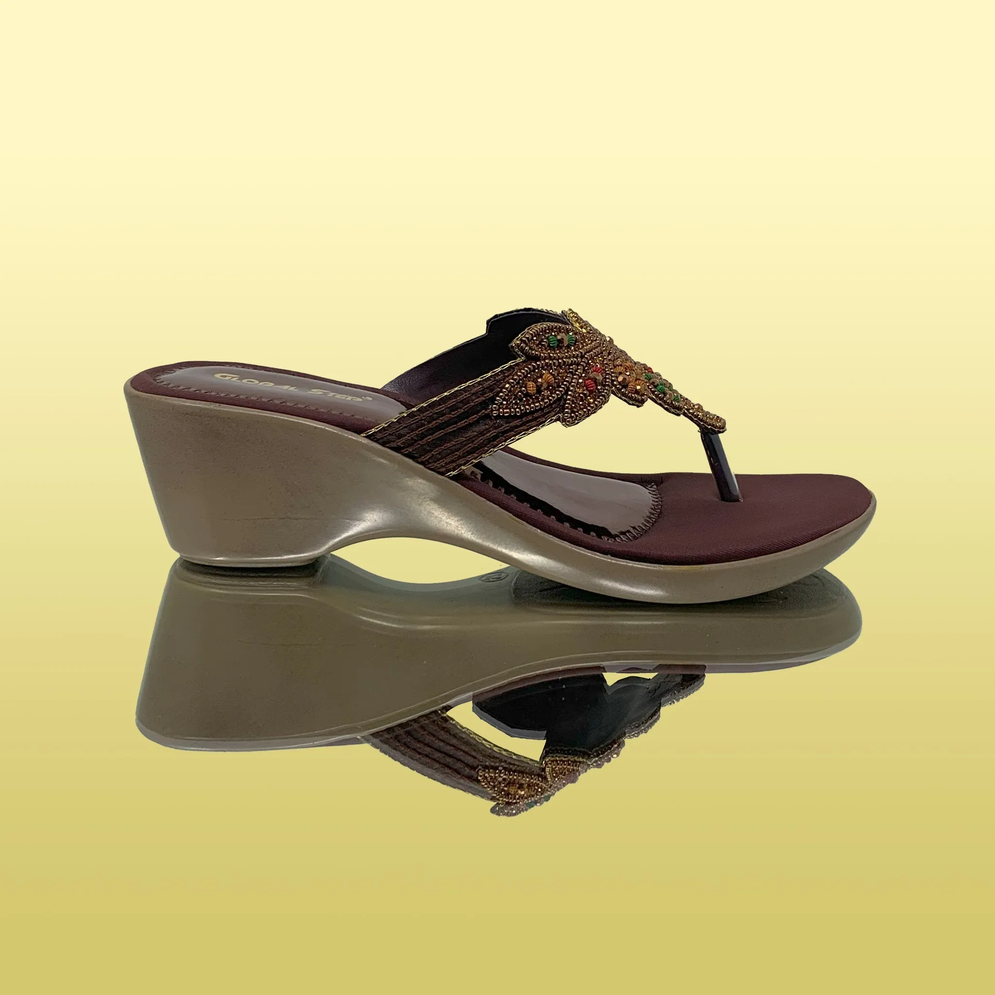 Brown Embellished Wedges