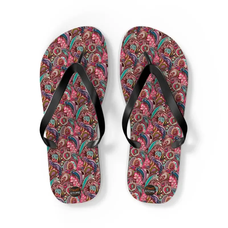 Chic Pink Paisley Flip Flops Unisex Comfort