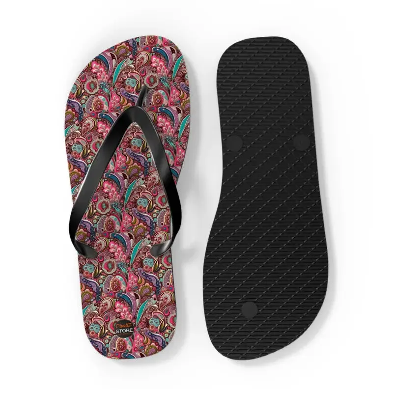 Chic Pink Paisley Flip Flops Unisex Comfort