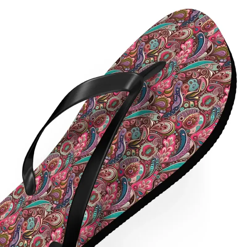 Chic Pink Paisley Flip Flops Unisex Comfort