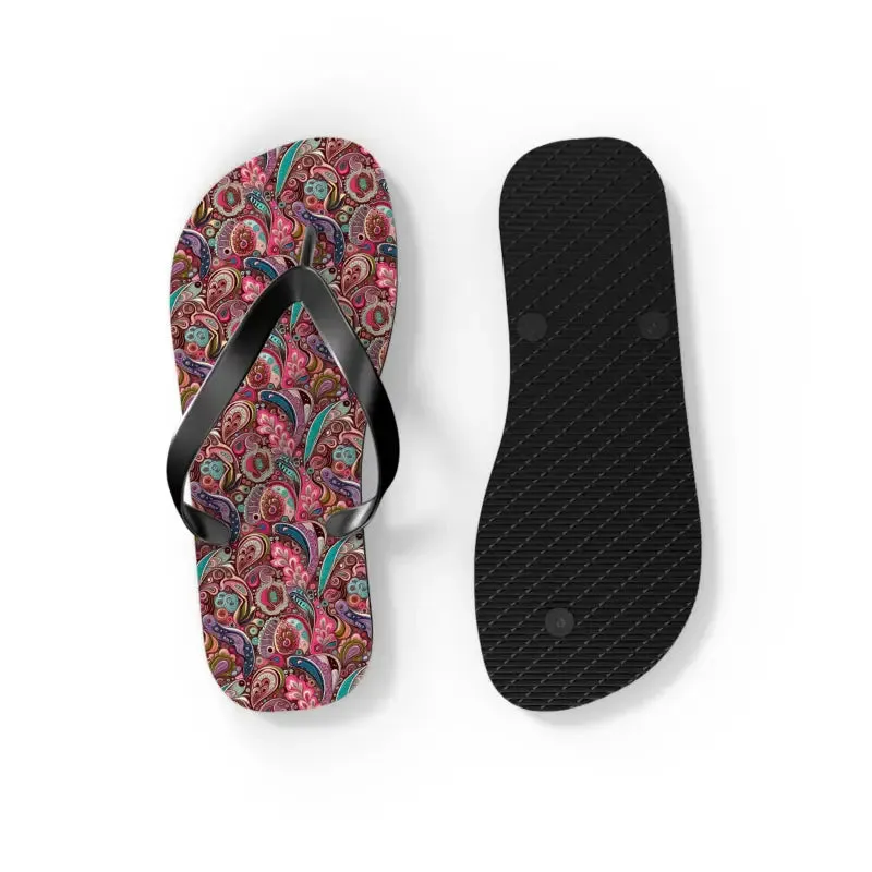 Chic Pink Paisley Flip Flops Unisex Comfort