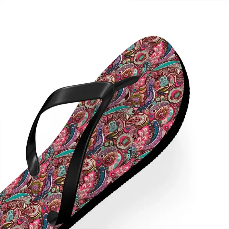 Chic Pink Paisley Flip Flops Unisex Comfort