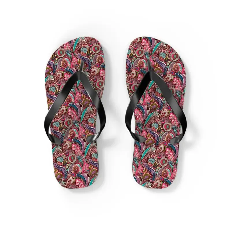Chic Pink Paisley Flip Flops Unisex Comfort