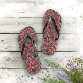 Chic Pink Paisley Flip Flops Unisex Comfort