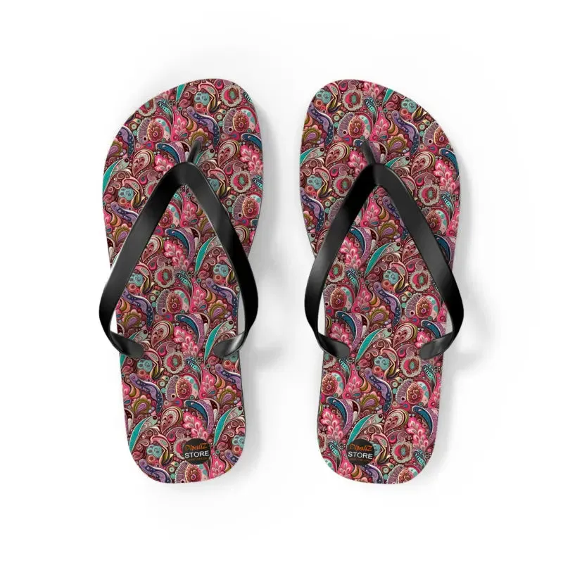 Chic Pink Paisley Flip Flops Unisex Comfort