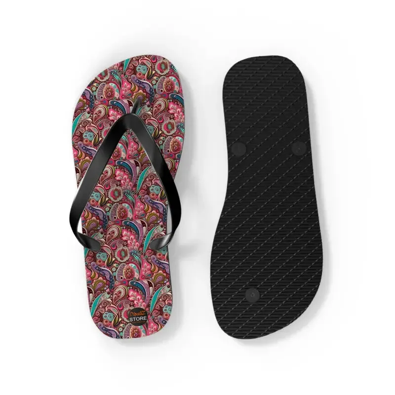 Chic Pink Paisley Flip Flops Unisex Comfort