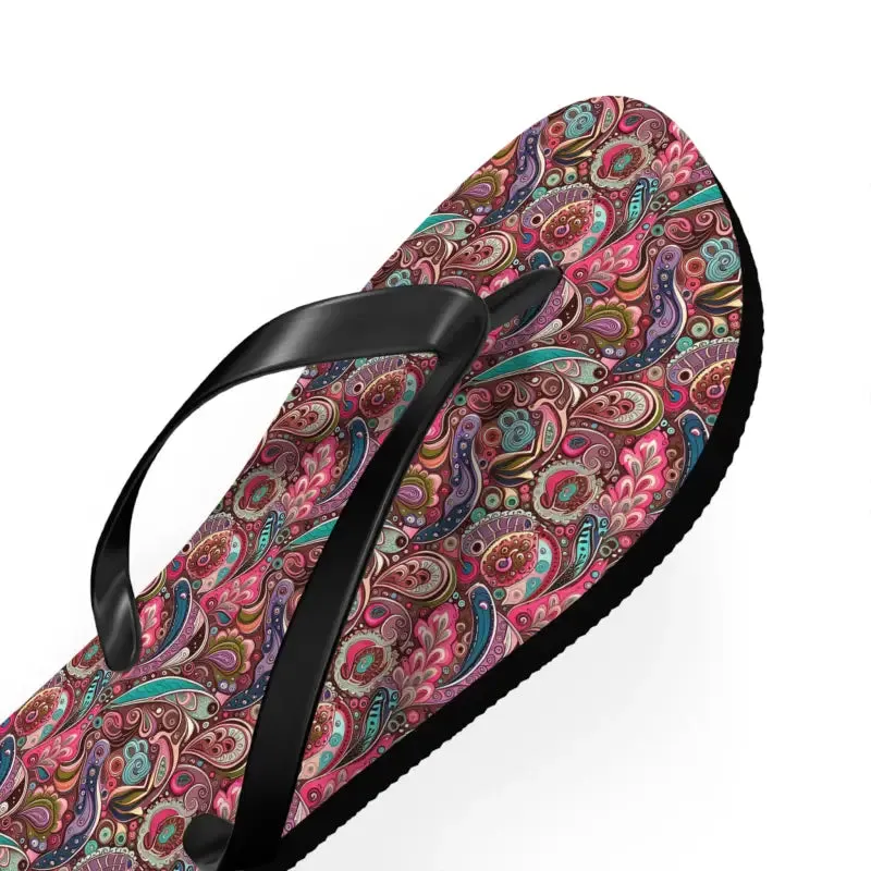 Chic Pink Paisley Flip Flops Unisex Comfort