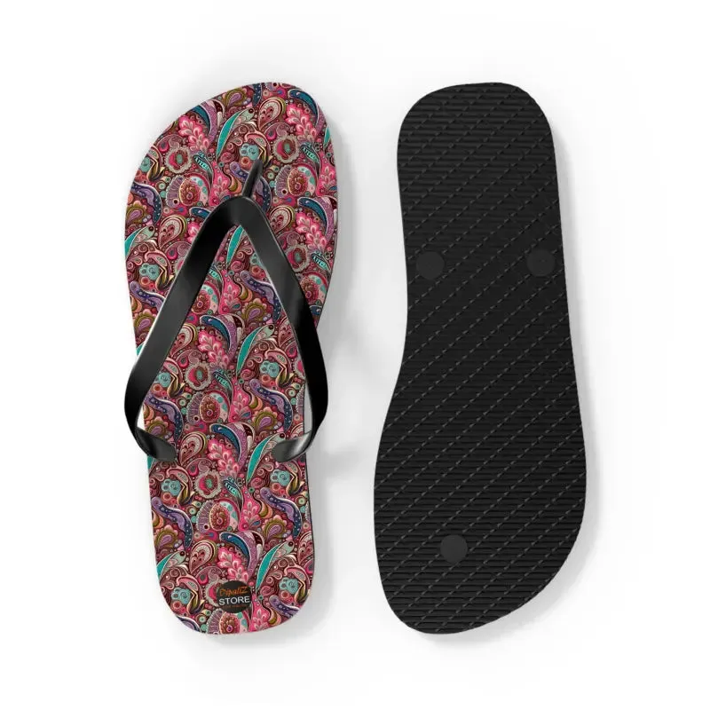 Chic Pink Paisley Flip Flops Unisex Comfort