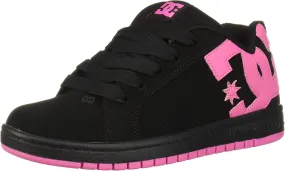 DC Court Graffik Low Top Skate Shoe Sneaker, Black/Pink, 4 US Unisex Big Kid