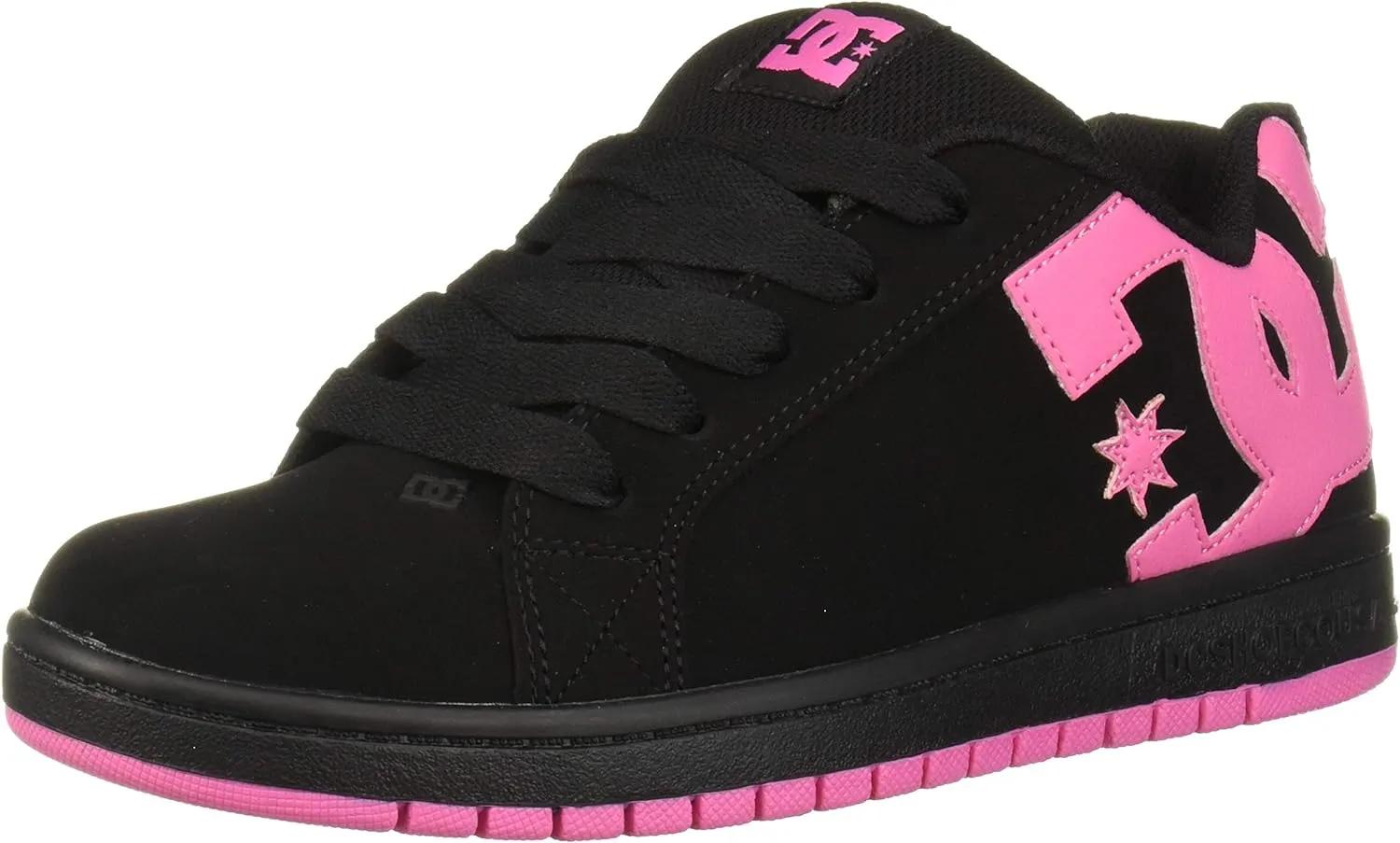 DC Court Graffik Low Top Skate Shoe Sneaker, Black/Pink, 4 US Unisex Big Kid