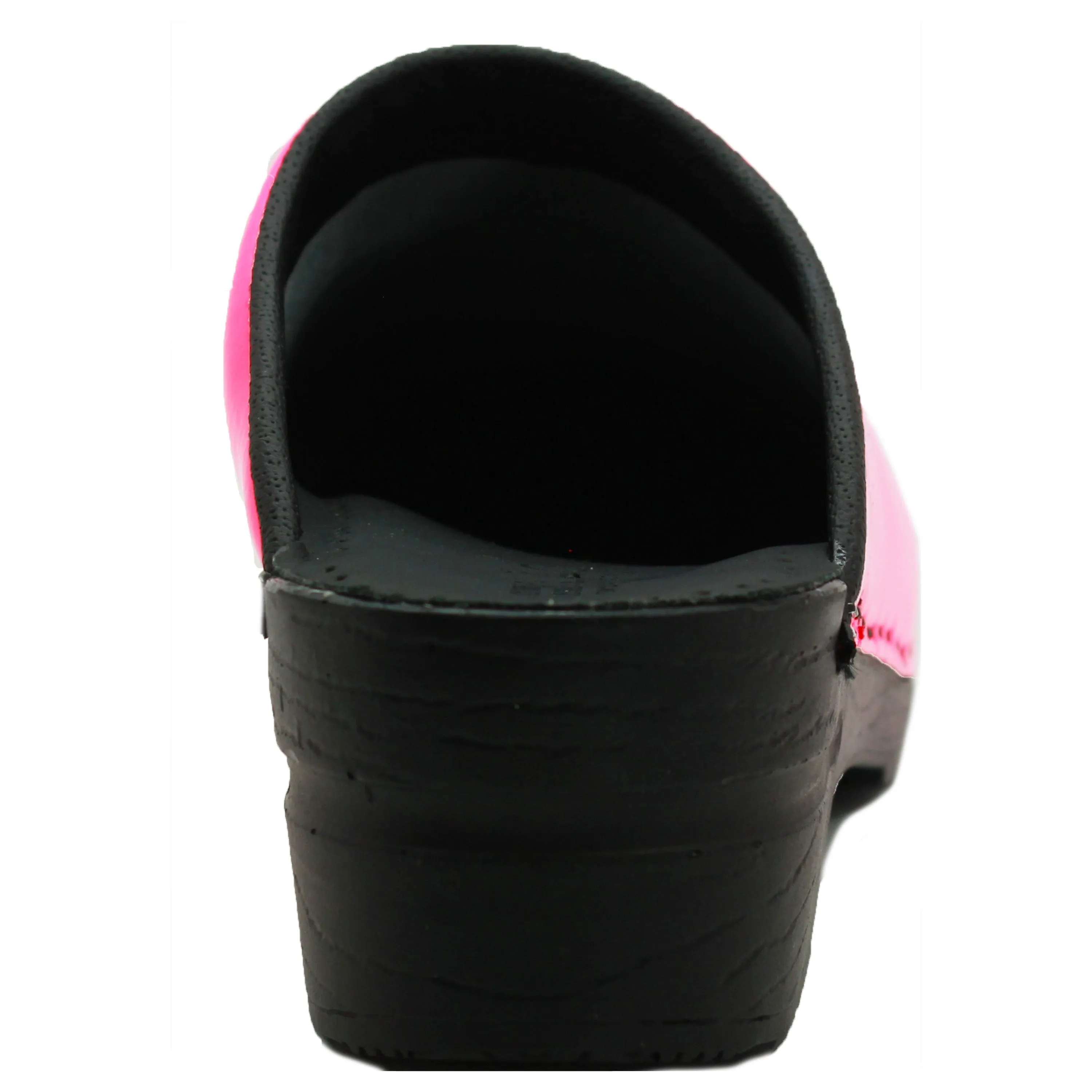 Elly Open Back Neon Pink Patent Leather Clogs