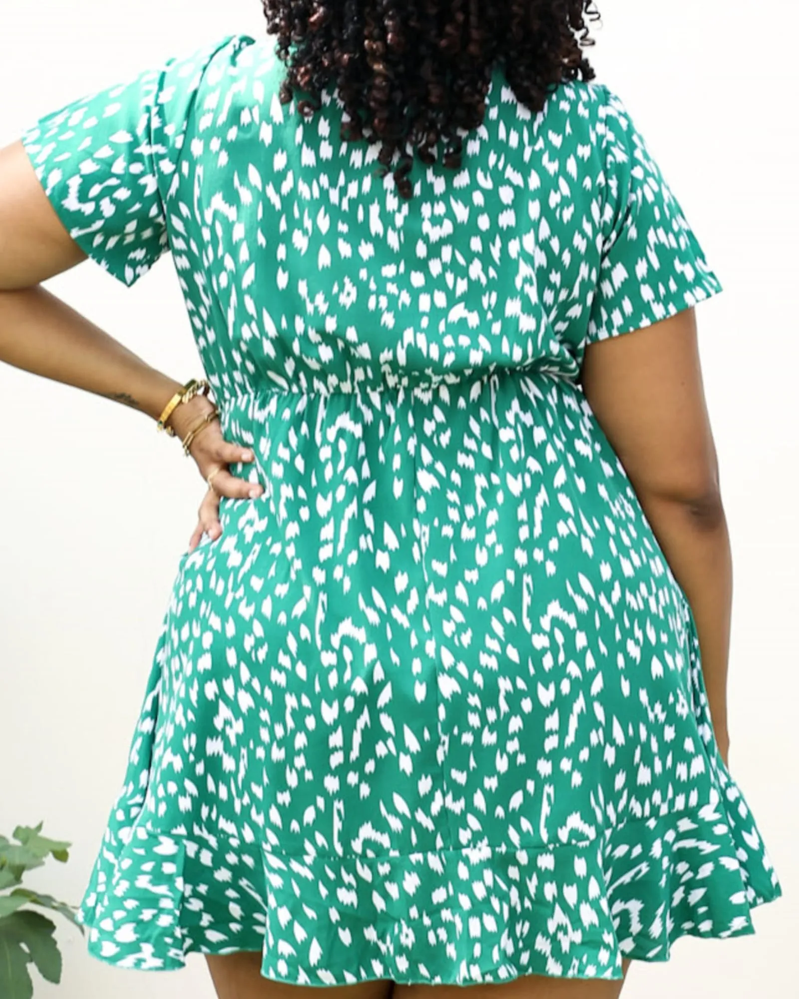 Green Swing Dress with Front Keyhole Neckline | Green