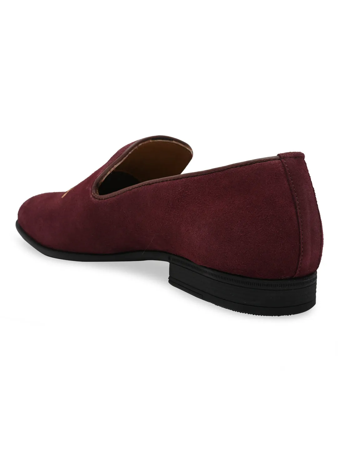 Imperio By Regal Mens Formal Embroidered Suede Slip Ons
