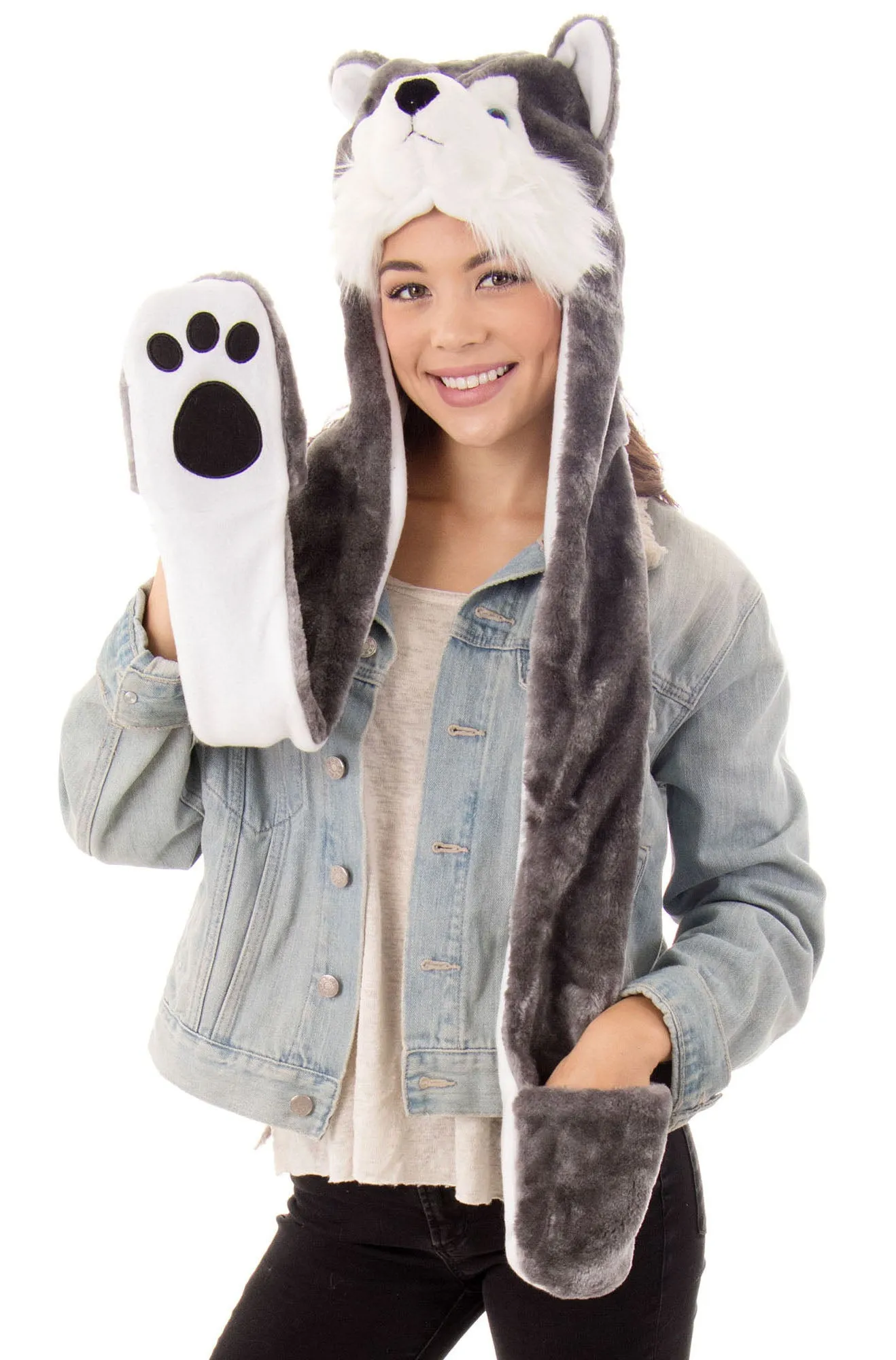 Ladies' Winter 3-in-1 Multi-Functional Animal Hat, Scarf, Mitten Combo