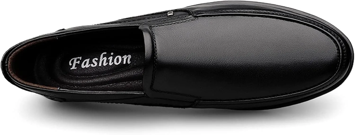 Loafers for Men Round Toe Simple Venetian Loafers Leather Flat Heel Comfortable Flexible Classic Slip-ons