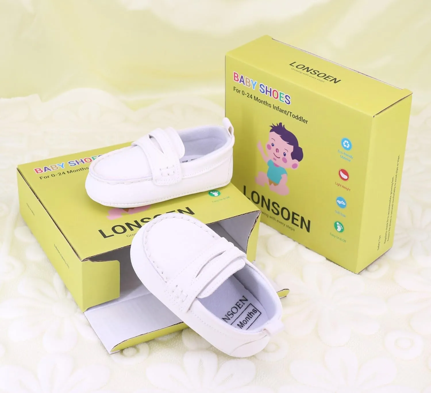 LONSOEN Baby Boys Girls Penny Loafers Infant Toddler Moccasins Soft Soles Dress Shoes