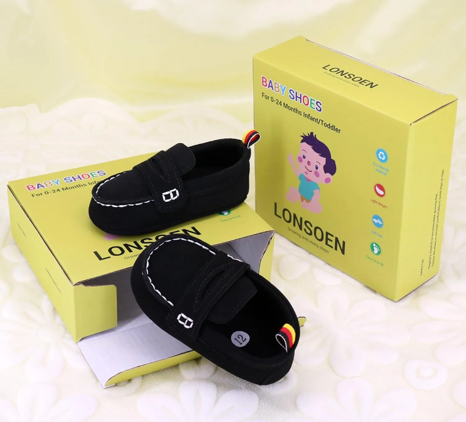 LONSOEN Baby Boys Girls Penny Loafers Infant Toddler Moccasins Soft Soles Dress Shoes