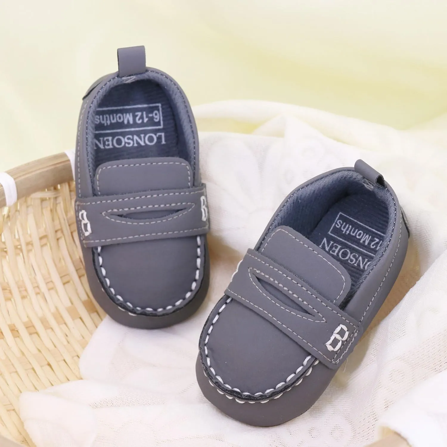 LONSOEN Baby Boys Girls Penny Loafers Infant Toddler Moccasins Soft Soles Dress Shoes