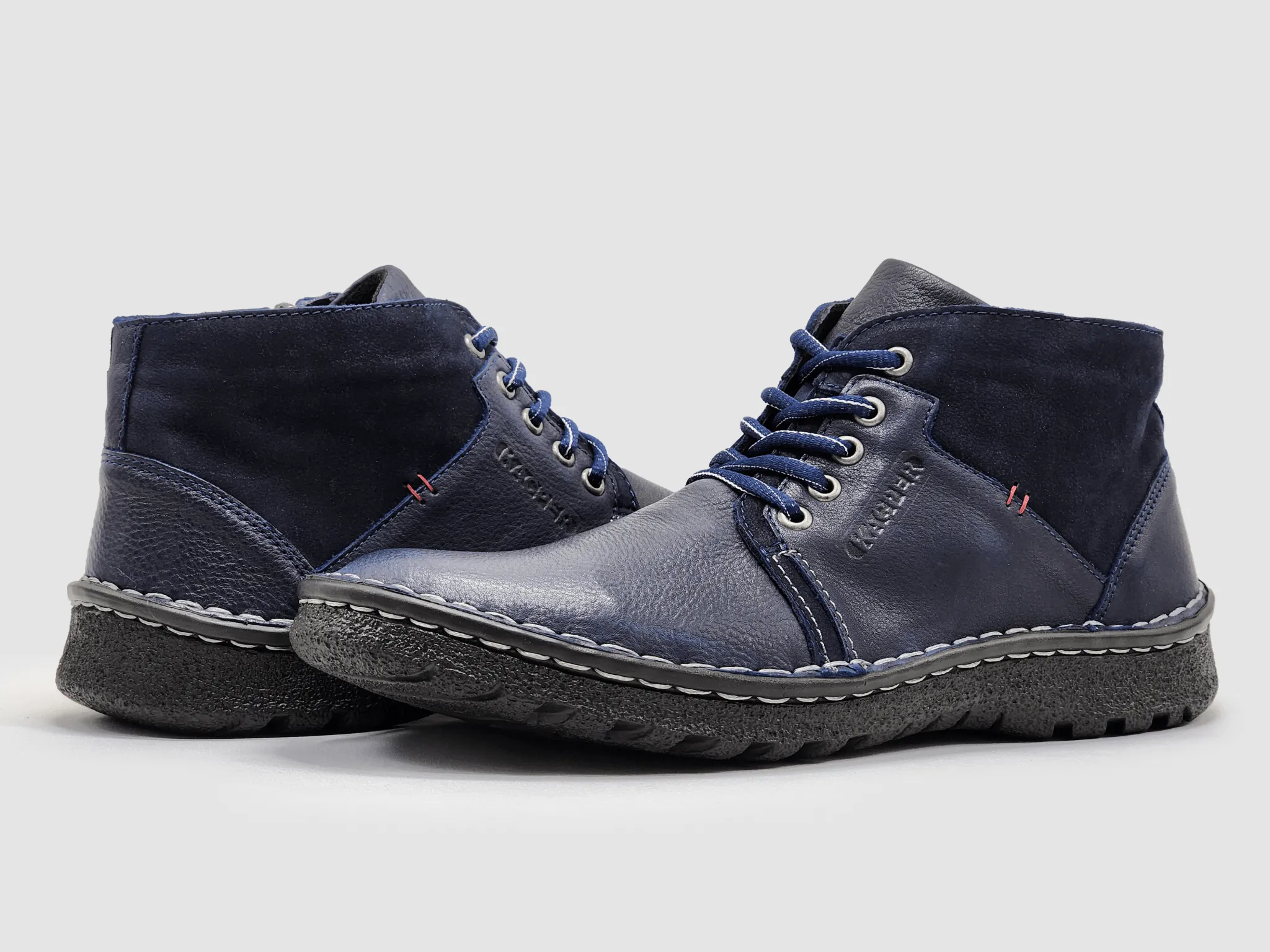 Men's Frosty Insulated Zip-Up Leather Boots - Navy