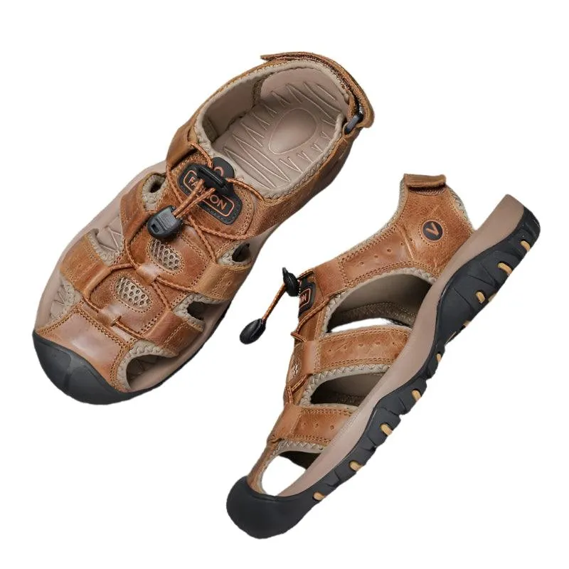 Men’s Genuine Leather Summer Sandals | Outdoor Gladiator Roman Style