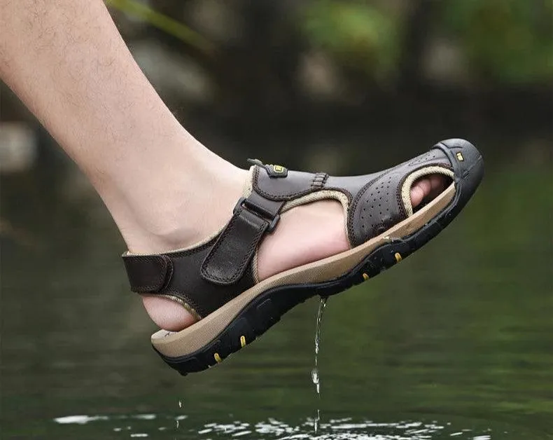 Men’s Genuine Leather Summer Sandals | Outdoor Gladiator Roman Style