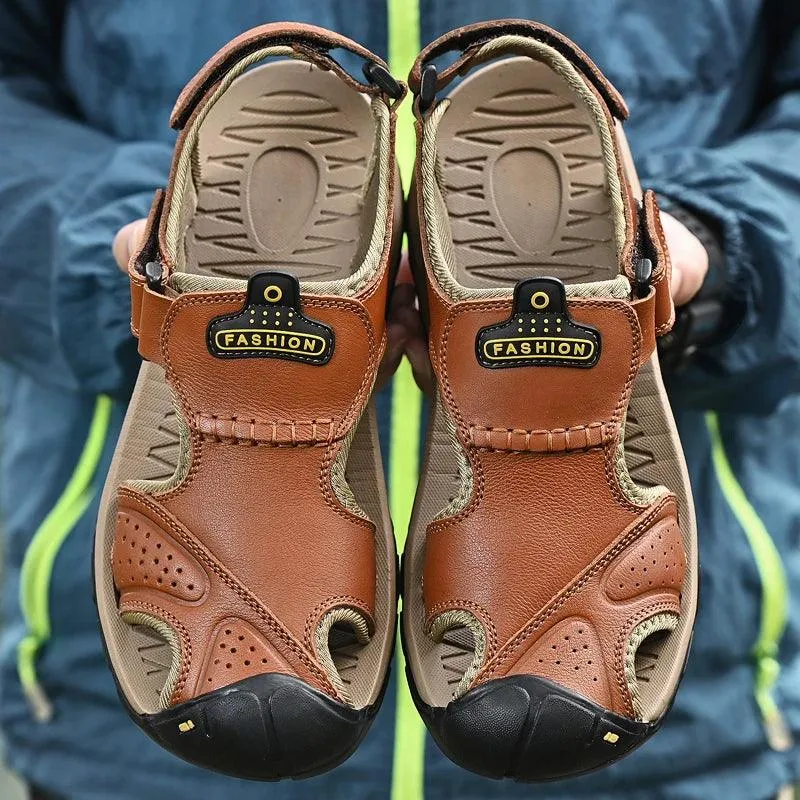 Men’s Genuine Leather Summer Sandals | Outdoor Gladiator Roman Style