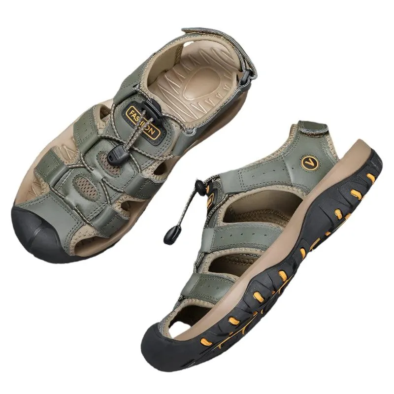 Men’s Genuine Leather Summer Sandals | Outdoor Gladiator Roman Style