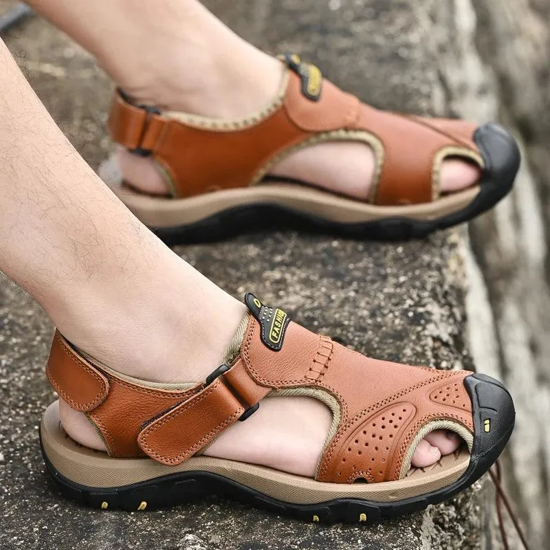 Men’s Genuine Leather Summer Sandals | Outdoor Gladiator Roman Style