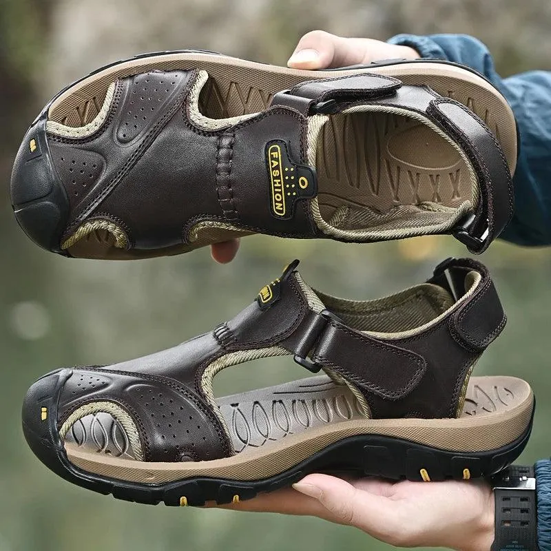Men’s Genuine Leather Summer Sandals | Outdoor Gladiator Roman Style