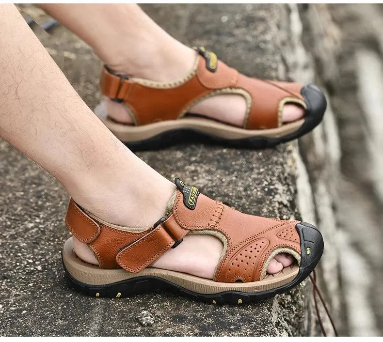 Men’s Genuine Leather Summer Sandals | Outdoor Gladiator Roman Style
