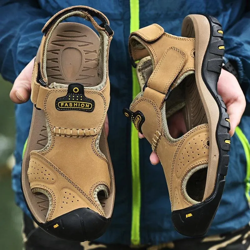 Men’s Genuine Leather Summer Sandals | Outdoor Gladiator Roman Style