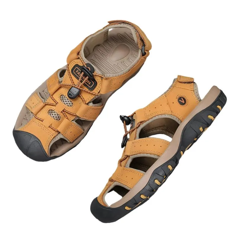 Men’s Genuine Leather Summer Sandals | Outdoor Gladiator Roman Style