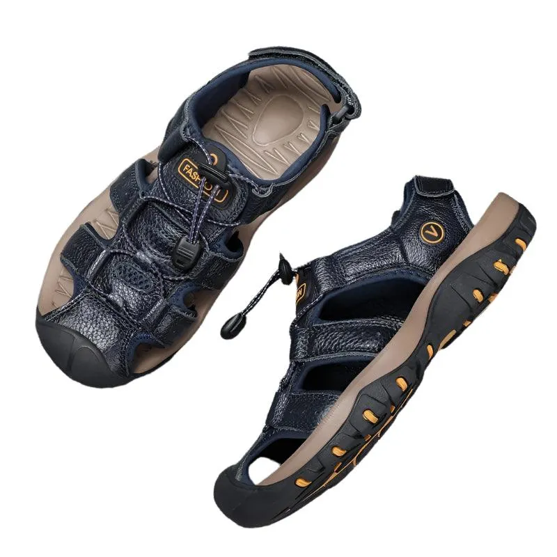 Men’s Genuine Leather Summer Sandals | Outdoor Gladiator Roman Style