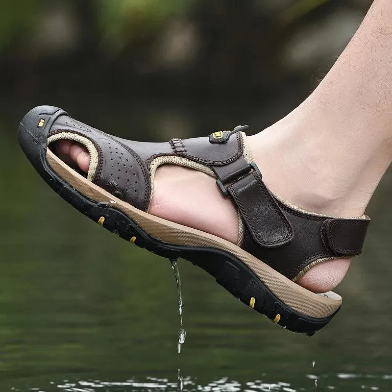 Men’s Genuine Leather Summer Sandals | Outdoor Gladiator Roman Style