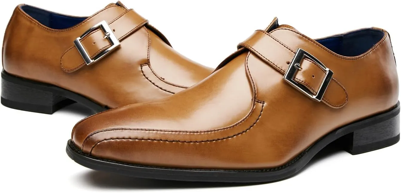 Men's Loafers & Slip-Ons Wedding Formal Dress Leather Business Casual Monk Strap Loafers Shoes for Men