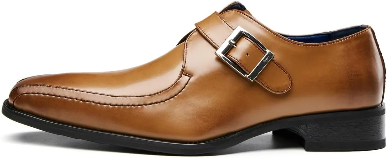 Men's Loafers & Slip-Ons Wedding Formal Dress Leather Business Casual Monk Strap Loafers Shoes for Men
