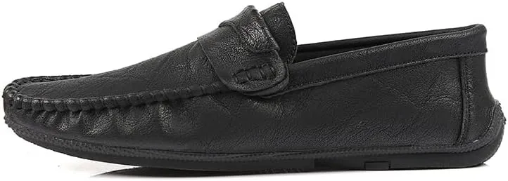 Men's Loafers Round Toe PU Leather Penny Loafers Anti-Slip Lightweight Flat Heel Party Fashion Slip-ons