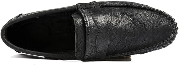 Men's Loafers Round Toe PU Leather Penny Loafers Anti-Slip Lightweight Flat Heel Party Fashion Slip-ons