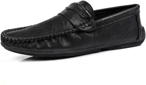 Men's Loafers Round Toe PU Leather Penny Loafers Anti-Slip Lightweight Flat Heel Party Fashion Slip-ons