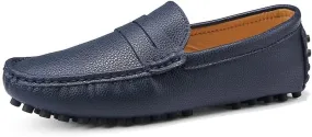 Men's Loafers Shoes Square Toe PU Leather Penny Driving Loafers Flat Heel Lightweight Flexible Classic Prom Slip-ons
