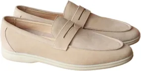Men's Loafers Shoes Suede Genuine Leather Apron Toe Penny Loafers Flexible Comfortable Lightweight Fashion Slip-ons