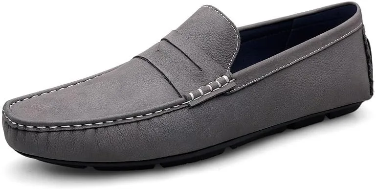 Men's Loafers Square Toe Nubuck Leather Penny Driving Loafers Comfortable Slip Resistant Flat Heel Wedding Slip-ons