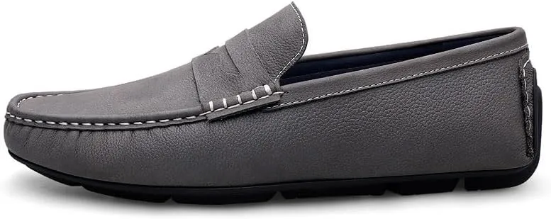Men's Loafers Square Toe Nubuck Leather Penny Driving Loafers Comfortable Slip Resistant Flat Heel Wedding Slip-ons