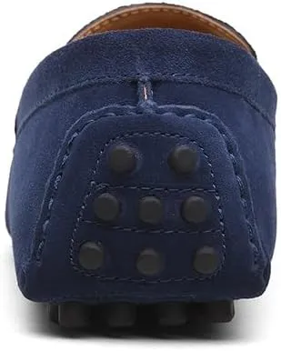 Mens Loafers Square Toe Nubuck Leather Penny Driving Shoes Resistant Comfortable Flat Heel Party Slip On