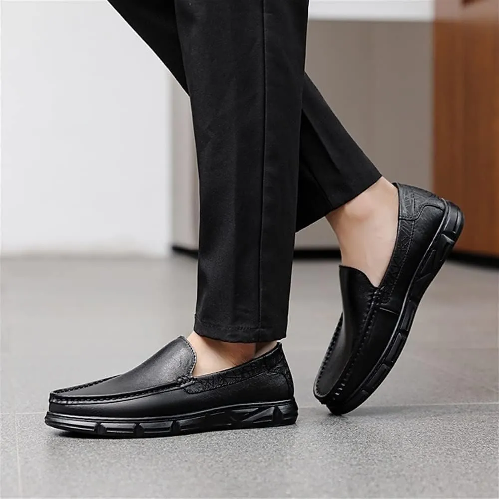 Mens Loafers Venetian Loafers Round Toe Simple Leather Slip Resistant Lightweight Comfortable Prom Casual Slip-ons