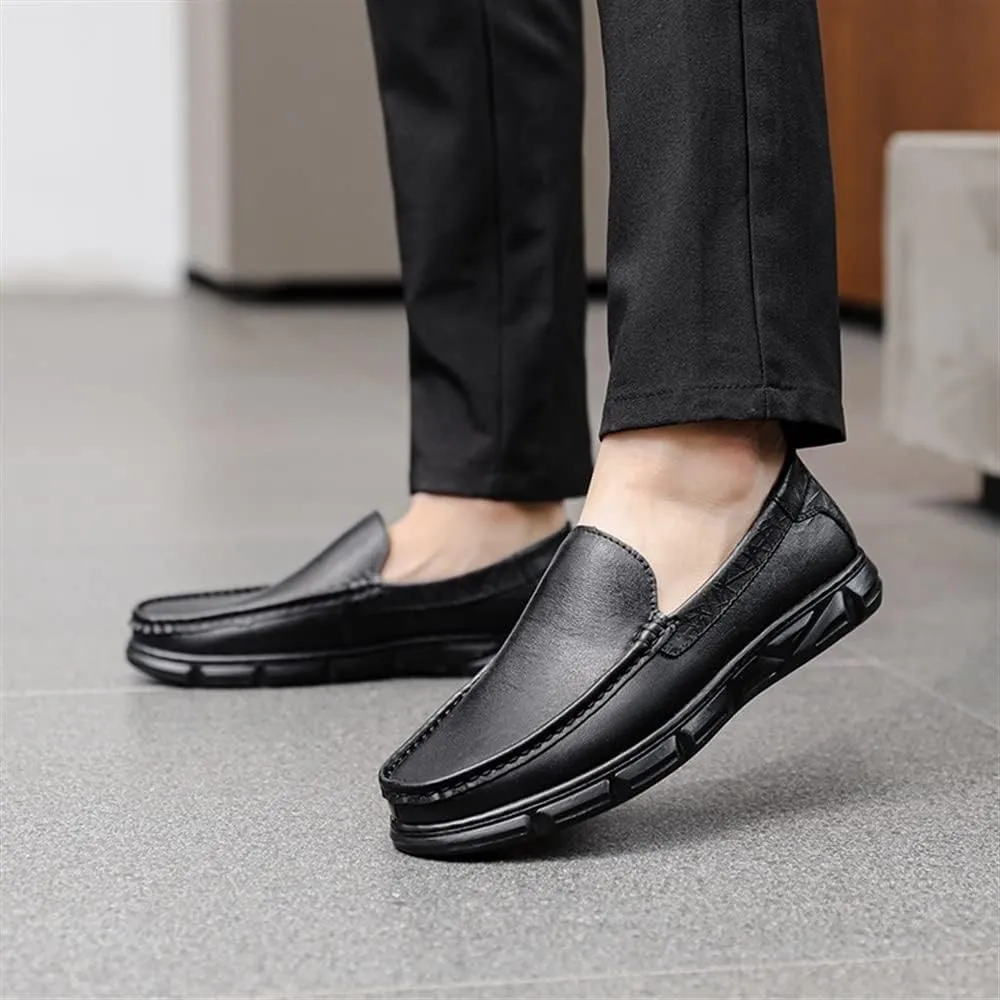 Mens Loafers Venetian Loafers Round Toe Simple Leather Slip Resistant Lightweight Comfortable Prom Casual Slip-ons