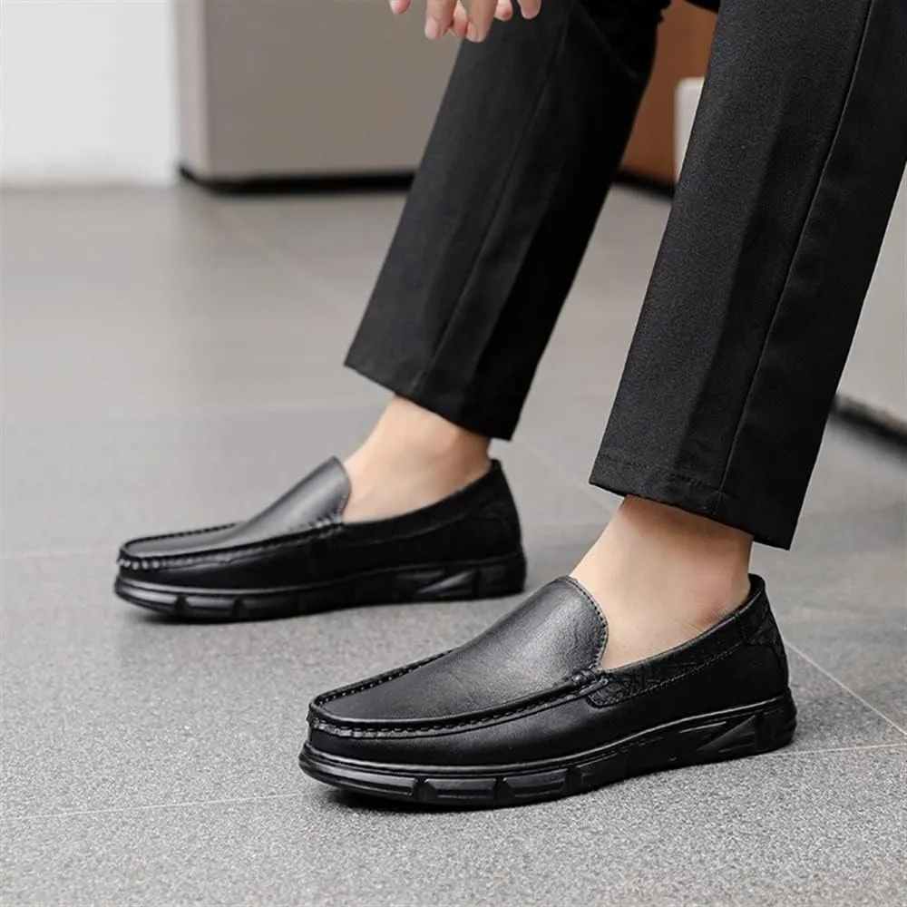 Mens Loafers Venetian Loafers Round Toe Simple Leather Slip Resistant Lightweight Comfortable Prom Casual Slip-ons