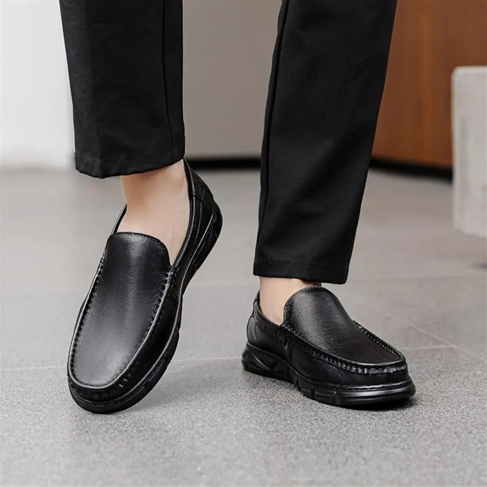 Mens Loafers Venetian Loafers Round Toe Simple Leather Slip Resistant Lightweight Comfortable Prom Casual Slip-ons